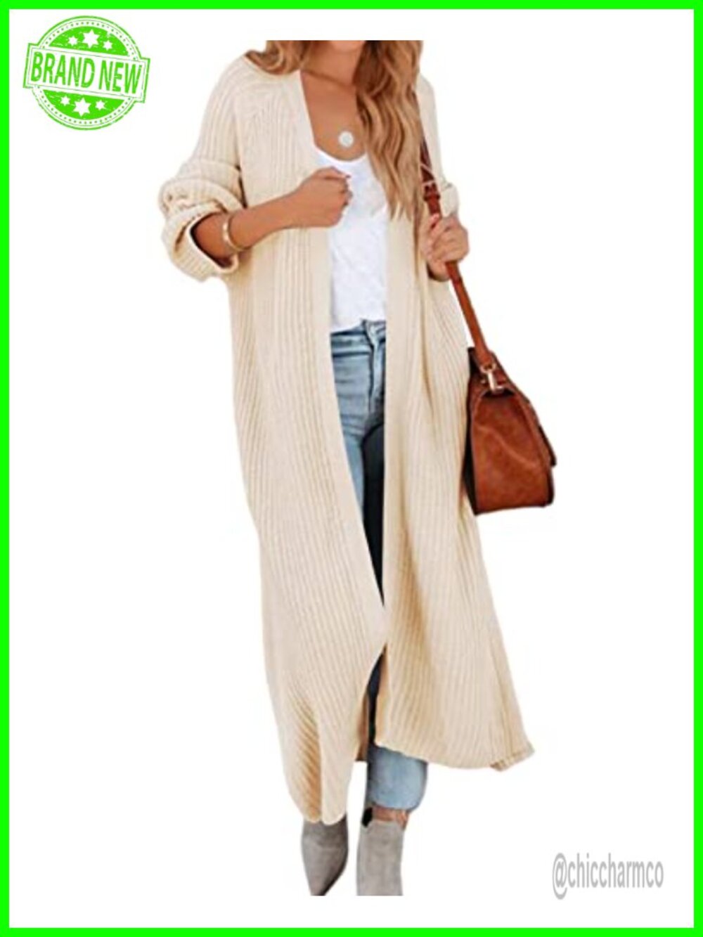 Women's Oversized Long Cardigan Maxi Open Front Duster Coat Thick Knit